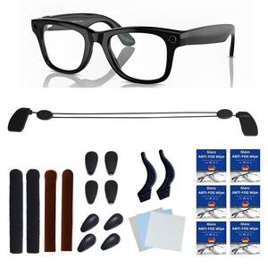 lot 4015 image: Accessories Fit for Ray-Ban Meta WayfarerHeadlinerSkyler Smart Glasses, Nose Pads 4 Pairs, Non-slip Glasses Holder,Adjustable Anti-drop Lanyard, Temple tips, Glasse cloth, Lens Cleaning Paper 6PCS