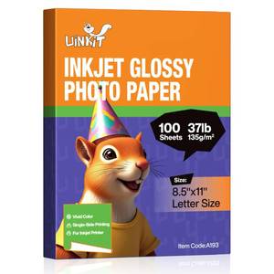 lot 4021 image: Uinkit Thin Glossy Inkjet Paper 8.5 x 11, 135gsm, 100 Sheets, Single-Sided Flyer and Chip Bag Paper for Inkjet Printers, Fast Dry for Brochures, Party Favors and DIY Prints