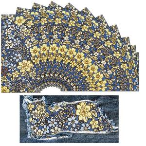 lot 4025 image: Taiyin 10 Pcs Iron on Patches for Jeans Floral Iron on Repair Patches Strong Inside Repair for Clothing Antique for Ripped Jeans Clothes Pants Knee, 4.7 x 2.4 Inches(Rustic Style)