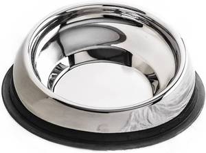 lot 4027 image: Enhanced Pet Bowl � Slanted Stainless Steel Dog Bowl for Breeds Like Bulldogs, Pugs � Raised Back, No-Spill, Reduces Gas and Mess � Medium Size, Non-Slip, Food-Grade - Does Not Ship from China