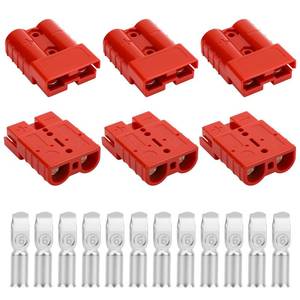 lot 4043 image: OXDFK 50A-600V Battery Quick ConnectDisconnect with 781012 AWG, 6PCS Jumper Cable Plug Connector, Compatible with Anderson Connector for Rescue Winch, Motor Recovery (Red)