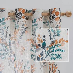 lot 4044 image: MYSKY HOME Curtains for Living Room Semi Sheer 84 inch Length Light Filtering Privacy Protect Drapes Set Linen Blended Texture Soft Touch Leaves Pattern Treatment, 52in Wide, Burnt Orange, 2 Panels