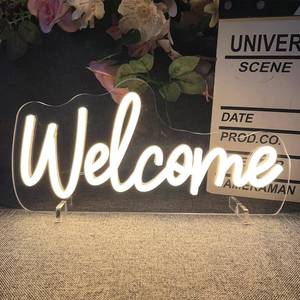 lot 4052 image: Welcome Table Number Neon Sign Desk Lamp Night Light Wedding Letter LED Neon Sign Wedding Table Decorations Neon Light Shop Bedroom Home Room Decor Christmas Party Warm White USB 3014.4 CM