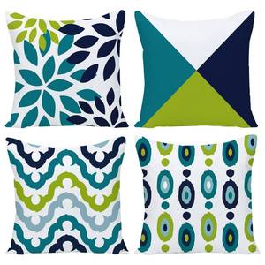 lot 4057 image: Wilproo Decorative Green Blue Abstract Throw Pillow Covers 20x20 Inch Set of 4, Geometric Cotton Linen Outdoor Cushion Cover Square Pillowcase for Car Sofa Couch Home Decor