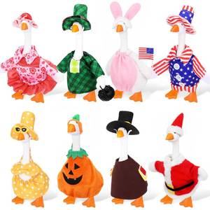 lot 4380 image: FuWeave 8 Set Holiday Porch Goose Outfits 250th Anniversary Summer 4th of July Fall Halloween Christmas Valentine St. Patrick Easter Lawn Porch Goose Clothing for Patio Yard Lawn Decor(Style1,7 Inch)