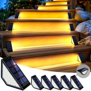 lot 4389 image: SOLPEX Solar Step Lights for Outside, 24 LEDs Solar Stair Lights Outdoor Waterproof Decor for Porch, Front Door, Stair, Step, Deck, Fence, Balcony, Patio, Wall, Yard, Garden(6 Pack, Warm White)