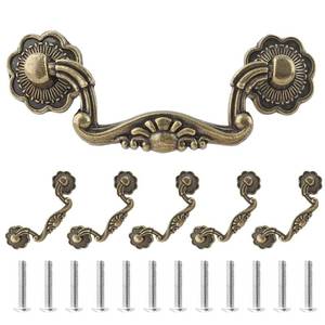 lot 4396 image: Uenhoy 6 Pcs 3 Inch Bail Handle Drop Pulls Vintage Drop Bail Drawer Pulls Antique Bronze Cabinet Pull Handles (3in Hole Spacing, 4in Total Length)