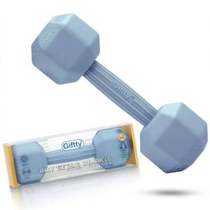 lot 4399 image: Giftty Baby Dumbbell Infant Rattle Silicone Teething Toy Teether Infants Toddler Sensory Toy Exercises Weight - Made of 100percent Food-Grade Silicone, Safe for Baby Boys and Girls (1pcs 4.8oz - Blue)