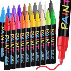 lot 4402 image: IVSUN Paint Pens Paint Markers, 20 Colors Oil-Based Waterproof Marker Pen Set, Never Fade Quick Dry and Permanent, Works on Rocks Painting, Wood, Fabric, Plastic, Canvas, Glass, Mugs, DIY Craft