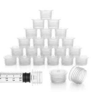 lot 4415 image: Zoeynex 25 Pack Large Press-In Bottle Adapters (Fits 28mm Neck  0.85in Opening) - For 12oz-16oz Bottles - No-Spill Dispenser Plugs for Oral Syringes - Deep Seal for Liquid Medicine (BPA Free)