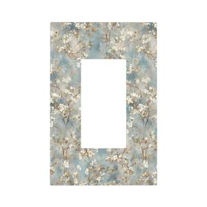 lot 4418 image: Jszwcy Decorative Outlet Covers Rustic Blue White Plum Blossom Flower 1 Gang Rocker Light Switch Cover Plate Single Wall Plates for Electrical Switch Plate Covers Faceplate for Bedroom Decor