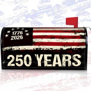 lot 4421 image: Tiamon 250 Years Mailbox Cover Magnetic Standard Size 18 x 21 in Vintage Patriotic Flag Magnetic Mailbox Cover 1776-2026 250 Years Anniversary USA Post Letter Box Covers for Home Garden Decor