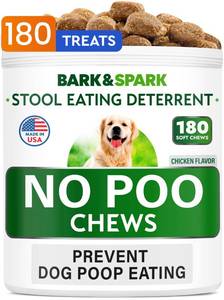 lot 4431 image: BARKandSPARK NO Poo Treats - Prevent Dog Poop Eating - Coprophagia Treatment - Stool Eating Deterrent - Probiotics and Enzymes - Digestive Health  Breath Aid - Made in USA - 180 Chews