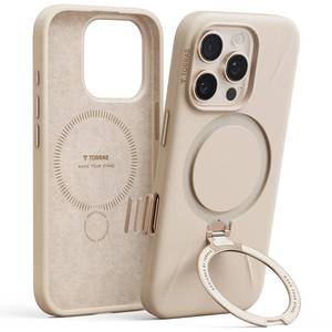 lot 4436 image: TORRAS Magnetic for iPhone 16 Pro Max Case Silicone with Stand, Fit for MagSafe, 360 Ring Stand with Camera Control, Ostand Q3 Silicone Rubber Soft Case for iPhone 16 Pro Max 6.9, Dune Beige