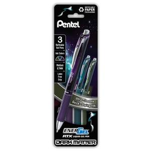 lot 4456 image: Pentel EnerGel RTX Dark Matter Liquid Gel Pen, (0.7mm), Assorted Dark Ink Colors, Pack of 3 (BL77DMPF3M)