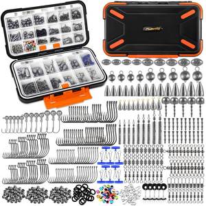 lot 4466 image: PLUSINNO 264397pcs Fishing Accessories Kit, Organized Fishing Tackle Box with Tackle Included, Fishing Hooks, Fishing Weights Sinkers, Swivels, Beads, Fishing Gear Set Equipment for Bass Trout