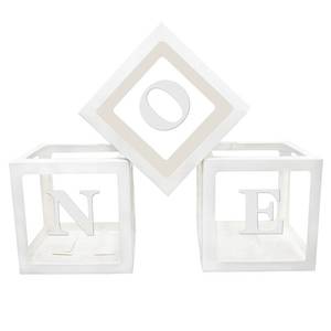lot 4467 image: First Birthday Balloon BoxesBaby Boxes with Letters for Baby ShowerClear Baby Shower Decorations Block BoxesTransparent Balloon Box Backdrop for Baby ShowerBirthday PartyGender Reveal Party (White)