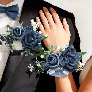lot 4471 image: Faylifeway Blue Rose Corsage and Boutonniere Set, Prom Flower Wrist Corsage for Wedding Bridesmaid Mother Grandmother, Artificial Flowers for Homecoming Party Anniversary Graduation Decor
