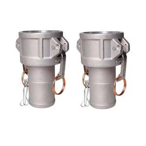 lot 4474 image: Quafwia 2 pcs 2 inch Discharge Hose Aluminum Cam Lock Fittings, Cam and Groove Layflat Hose Fitting Part C 2in Female Coupling x 2in Hose Shank with Camlock Gasket Inside