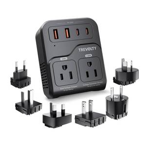 lot 4475 image: TREVOLTY 2000W Voltage Converter US to Europe, 220V to 110V Converter for Hair Dryer, 7-in-1 European Travel Plug Adapter with 3AC2USB-A2USB-C (PD20W), Travel Essentials