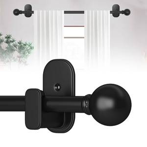 lot 5332 image: TKZTKZ Curtain Rods No Drilling for Windows 36 to 88 InchNo Drill Small Black Curtain Rod with Adhesive Brackets for Bedroom,58in Apartment Renter Friendly Adjustable Drapery Rods Easy Install