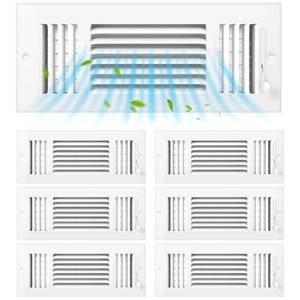 lot 5357 image: Datanly 6 Pack White 4x12 Inch Interior Size Ceiling Vent Covers, 3 Way Adjustable Solid Steel Air Register, Sidewall and Wall Vent Cover for Home HVAC, Bathroom, Office, Toilet