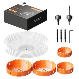 lot 5360 image: Crosstar 4in 4-14in 6in 6-14in Bi-Metal Hole Saw Kit for Recessed Lights - with Dust Collector Bowl and Arbor, Fast-Cutting Hole Cutter for Plasterboard, Wood, Plastic, Drywall (4 Sizes, Hex Key) incomplete