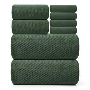 lot 5362 image: REDKISS Premium Towel Set of 8 - Ultra Soft Microfiber, Contains 2 Large Bath 35x70, 2 Hand 14x30, 4 Washcloths 14x14, Highly Absorbent, Quick Dry, Ideal for Everyday use, Hotel and Spa, Olive Green