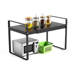 lot 5365 image: GZQIUYI Expandable Cabinet Shelf Organizer 14-25 Inch Adjustable Length, 9in Wide 2-Tier (8in Bottom Layer) Metal Storage Rack for Kitchen Pantry, Under Sink Countertop - Heavy Duty Black(1 Pack)