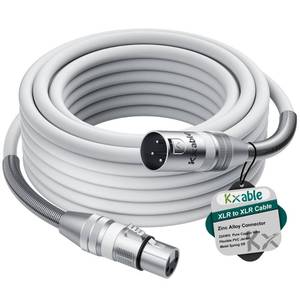 lot 5366 image: Kxable XLR Microphone Cable 25 FT, XLR Male to Female Balanced Mic Cable, 3-Pin Shielded Speaker Cord, Zinc Alloy Connectors, 22AWG Pure Copper, Metal Spring SR, Recording Studio, Podcast, White