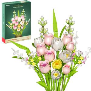 lot 5373 image: EWED Tulip Rose Flowers Building Sets, Gift for Mothers Day, Flower Bouquet Compatible with Lego Flowers Botanical Collection for Adults Women Girl Girlfriend Birthday Valentine Day Home Office Decor