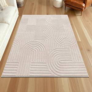 lot 5385 image: SHACOS Soft Cozy Fluffy Arch Rugs 4x53in Non Slip Washable Modern Geometric Area Rug High Low Pile Stain Resistant Contemporary Carpet for Living Room Bedroom Dining Room, Beige