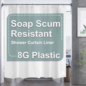 lot 6048 image: AmazerBath Plastic Shower Curtain, 72 x 65 Inches PEVA Heavy Duty White Shower Curtain, Waterproof Heavy Weight Thick Bathroom Curtain with 3 Big Clear Weighted Stones and 12 Rustproof Grommets