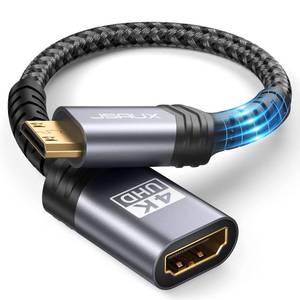 lot 6051 image: JSAUX Mini HDMI to HDMI Adapter 2Pack, Mini HDMI Male to HDMI Female Cable with 4K 60Hz HDR 3D 18Gbps, Compatible with Camera, Camcorder, Graphics Card,Raspberry Pi Zero W,Laptop,Tablet,HDTV-Gray