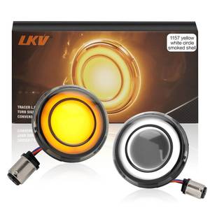 lot 6054 image: LKV 1157 Front Motorcycle LED Turn Signals Light 2 Inch Bullet Smoked Lens Compatible for Harley Davidson Touring Dyna Softail Sportster Street Glide Road Glide Iron 883 Road King
