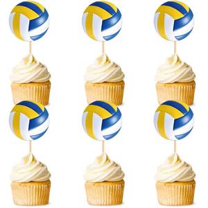 lot 6059 image: Ercadio 24 Pack Double Sided Volleyball Cupcake Toppers Sport Balls Cupcake Picks Volleyball Birthday Cake Decorations for Volleyball Theme Party Baby Shower Sport Game Party Decorations