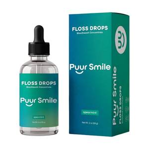 lot 6066 image: Puur Smile Concentrated Floss Drop Serum � 2oz Concentrated Mouth Wash to Use in Water Flosser  Natural Essentials Promotes Good Breath  Organic Spearmint Drop Supports Good Oral Health