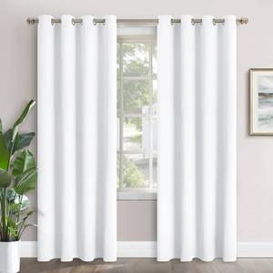 lot 6072 image: YoungsTex White Curtains 84 Inches Length Grommet Privacy Living Room White Window Drapes Thermal Insulated for Sliding Door Dining Bedroom, 2 Panels, 52 x 84 Inch