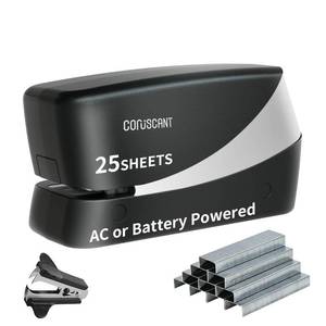 lot 6109 image: Coruscant Electric Stapler, Heavy Duty Desktop Stapler, Includes 2000 Staples and 1 Staple Remover, No-Jam Automatic AC or Battery Powered, 25 Sheet, Professional for Office Home School Use