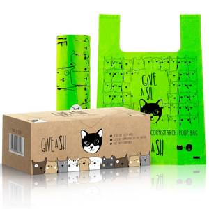 lot 6116 image: Certified Home Compostable Cat Litter Bags For Poop - 10percent to Charity - Cornstarch-Based - For Cleaning Up Litter Trays - NF T51-800 Compliant - 30 Extra Large Disposable Bags