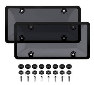 lot 6131 image: License Plate Holder and Frames, 2 Pack License Plate Protector, ABS Car FrontRear License Plate Frame with Screws Caps, Fit Any Standard US Plates