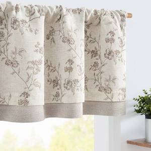 lot 6141 image: jinchan Linen Kitchen Valance for Windows 16 Inch Floral Double Layer Valance Living Room Laundry Room Darkening Rustic Cottagecore Farmhouse Flower Window Treatment 1 Panel Taupe on Linen