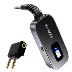lot 6153 image: ESSAGER Bluetooth Car Adapter,Noise Cancelling 3.5mm AUX Bluetooth Receiver for Car,Wireless Audio Receiver Transmitter for Home StereoWired Headphones Airplane,Gray