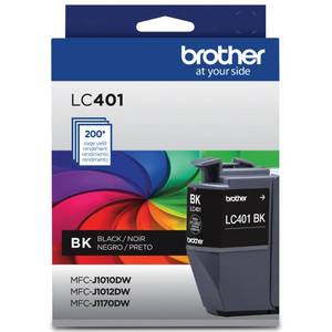 lot 6155 image: Brother Genuine LC401BK Standard Yield Black Ink Cartridge