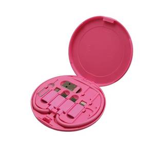 lot 6159 image: ZALUJMUS Multifunctional Data Cable Storage Box Adaptor for USB-C and Micro-USB Devices Universal Data Transfer Cable (Dark Pink) incomplete