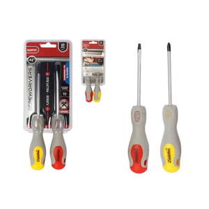 lot 6180 image: FamilyMaid 16383 4 in. Screwdriver  Grey and Yellow - 2 Piece