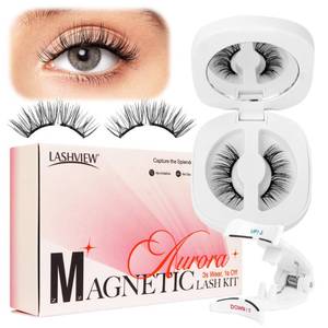 lot 6230 image: LASHVIEW Upgrade Magnetic Eyelashes with Applicator,Reusable Soft Natural Look, No Glue Needed Magnetic Eyelashes Lashes Kit,Easy to Wear and Remove A14