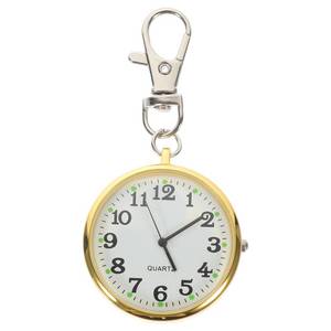 lot 6234 image: iplusmile Small Stainless Steel Pocket Watch Keychain Wind up Fob Watch for Nurses Portable Clip-on Open Face for Women Men Lightweight 3.14X1.57X0.27In