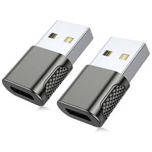 lot 6252 image: AuviPal USB-C Female to USB-A Male Adapter (2-Pack), 18W Fast Charging, 480Mbps Data Transfer, Audio and CarPlay Support, Durable Zinc Alloy Metal Converter - Space Grey