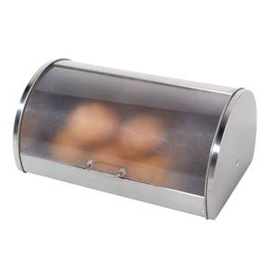 lot 11146 image: Oggi Stainless Steel Roll Top Bread Box for Kitchen Countertop with Frosted Plexilass Lid - Fits Multiple Loaves of Bread and Other Freshly Baked Goods Including Cookies, Bagels, Muffins